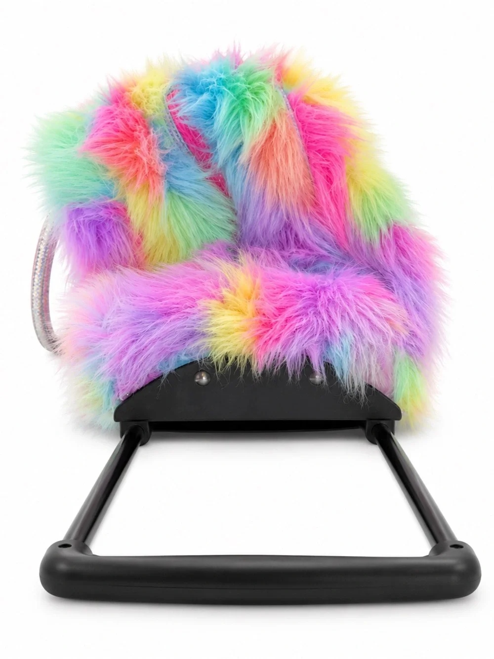 Justice Rainbow Faux Fur Rolling Tote Weekender Bag Kids Tween Glitter Handle